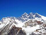 12 13 Nuptse, Everest, Lhotse South Face, Lhotse From Mera High Camp Nuptse, Everest, Lhotse, Lhotse Middle and Lhotse Shar from Mera High Camp (5770m) at midday.